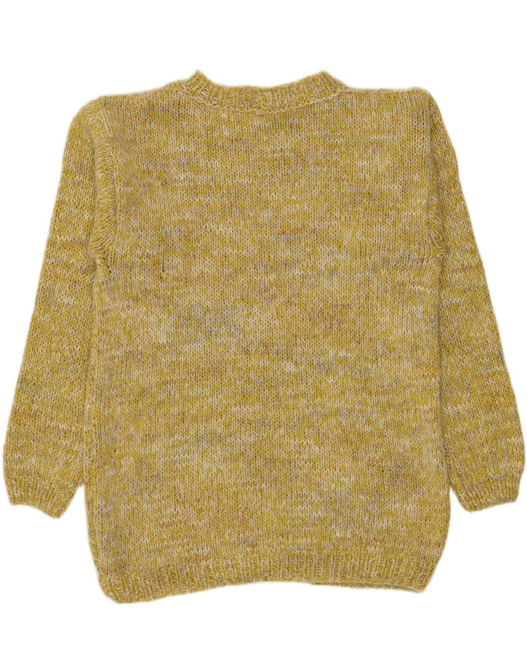 vintage Mens Boat Neck Jumper Pull Moyen Jaune Moucheté