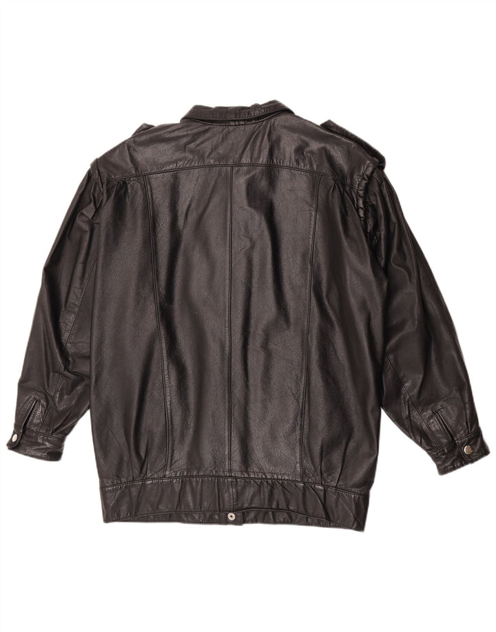 Veste en cuir militaire femme vintage UK 12 Cuir noir moyen