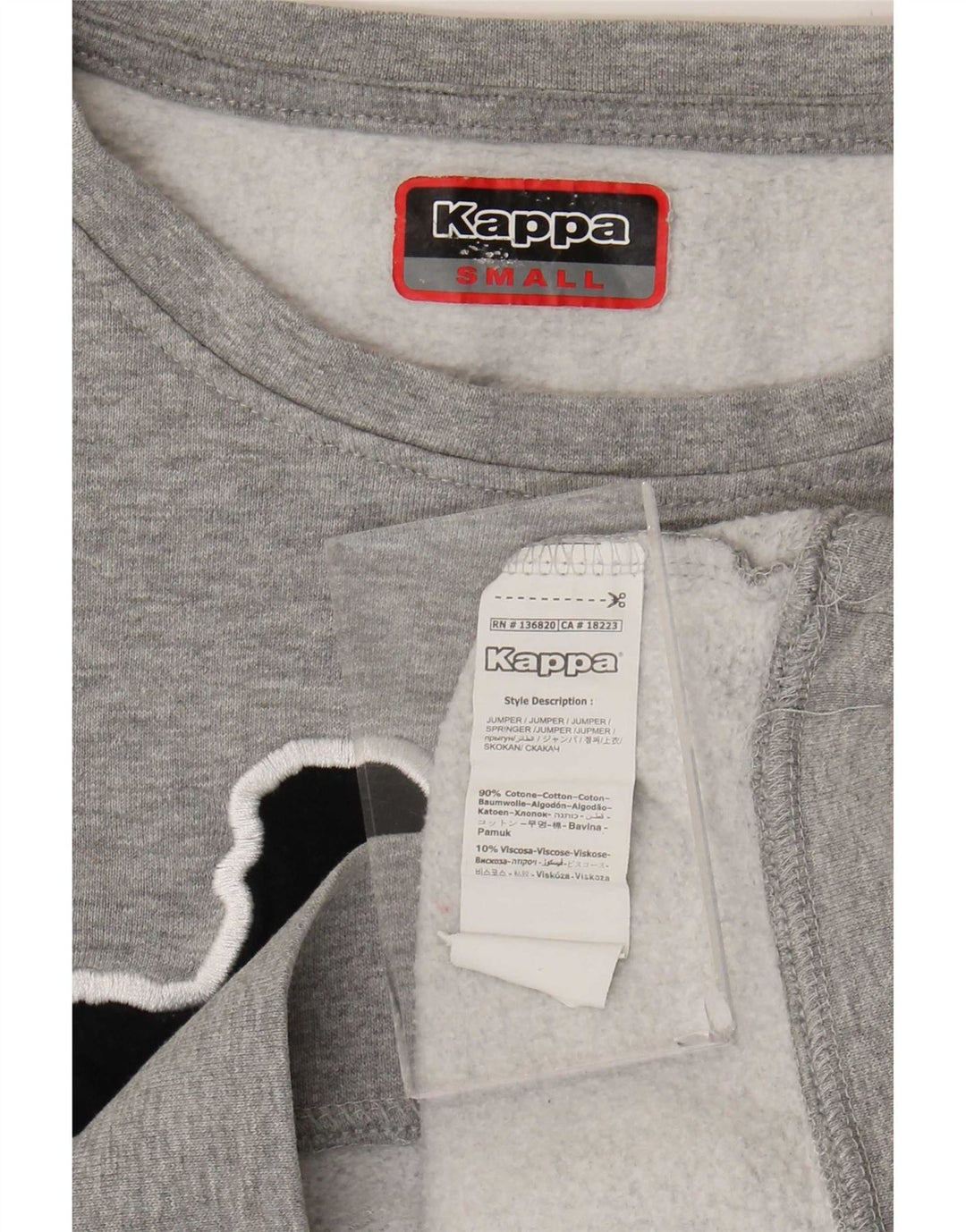 Kappa Sweat-shirt surdimensionné graphique pour femme UK 10 Petit coton gris
