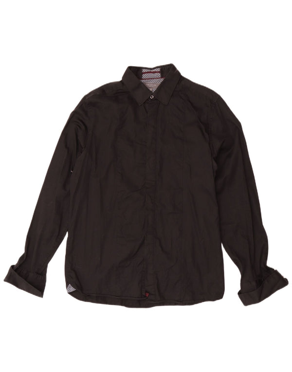 Ted Baker Chemise formelle coupe moderne pour homme Taille 16 Grand coton noir