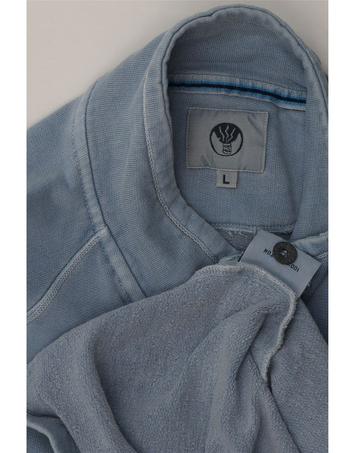 Fat Face Sweat-shirt à col boutonné pour homme en coton bleu Taille L