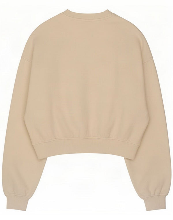 Zara Womens Crop Oversize Sweatshirt Jumper UK 10 Small White Cotton
