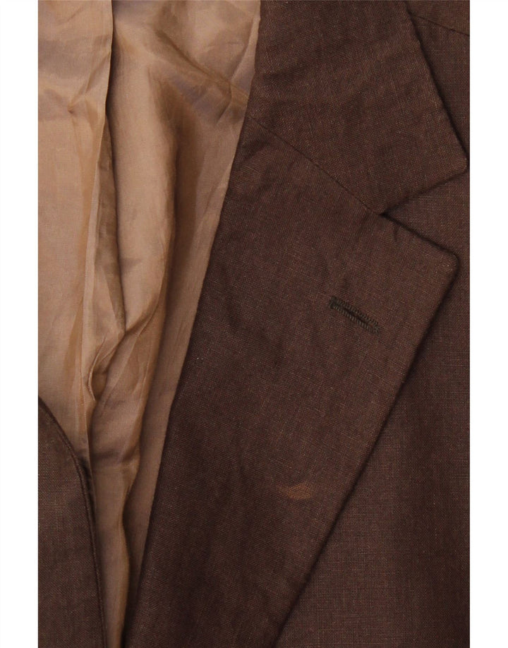 SOLBIATI Veste Blazer 2 Boutons Homme IT 48 Lin Marron Moyen