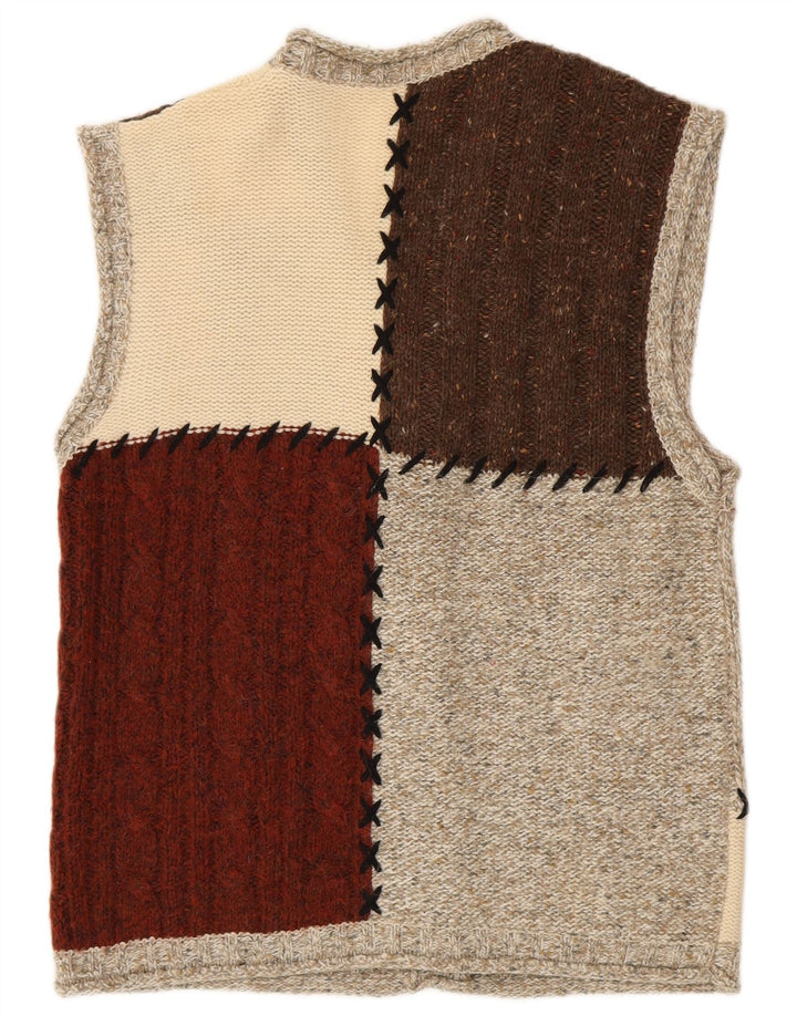 VINTAGE Pull Cardigan Femme UK 16 Grand Colorblock Multicolore