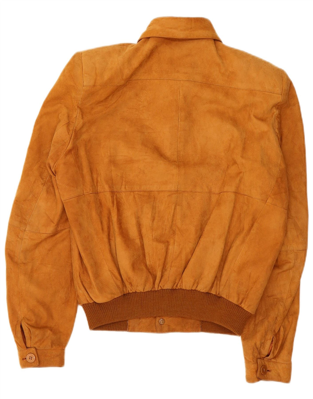 vintage Mens Suede Bomber Jacket IT 46 Petit Cuir Beige