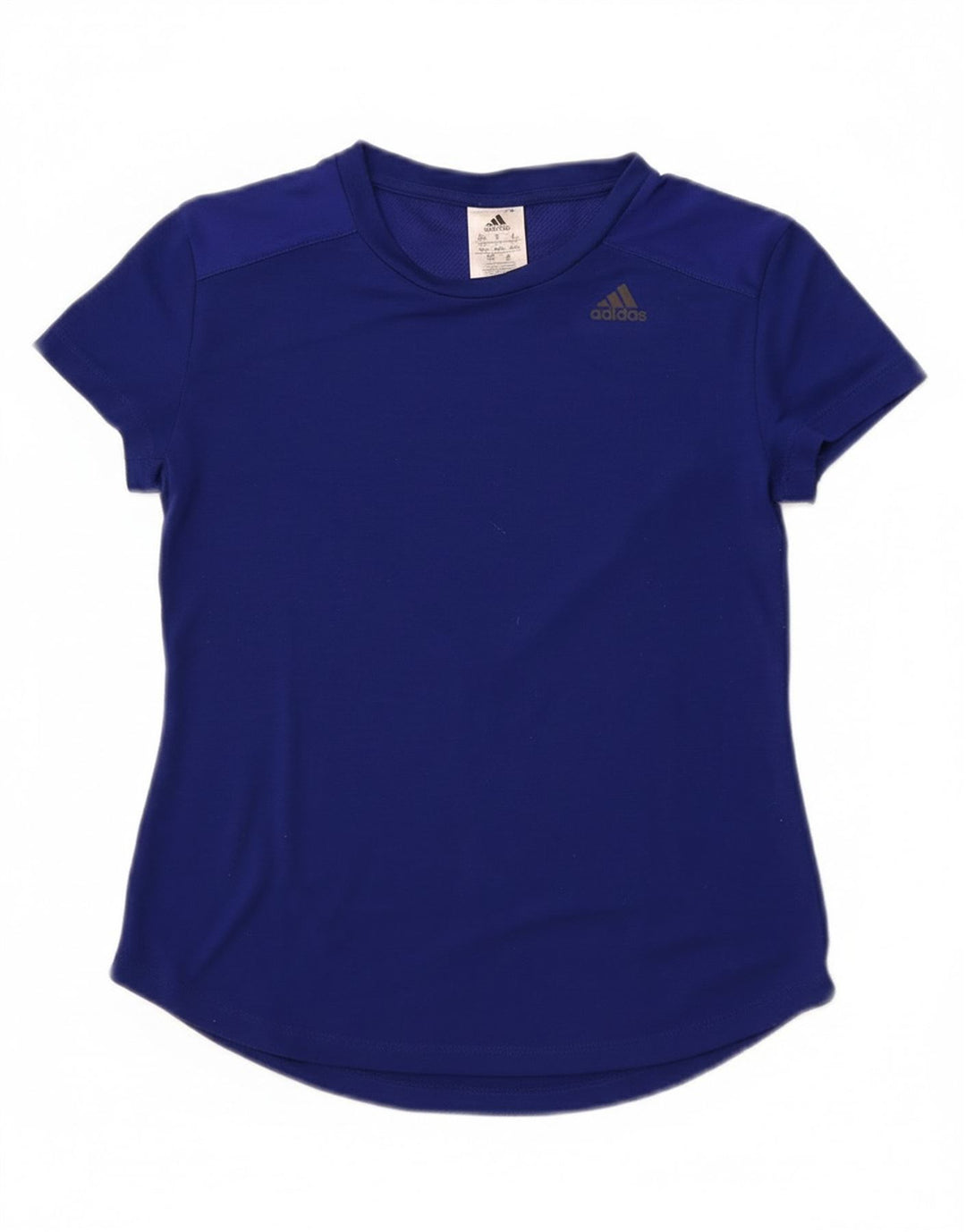 Adidas Womens Crop T-Shirt Top UK 8/10 Petit Bleu Marine Polyester