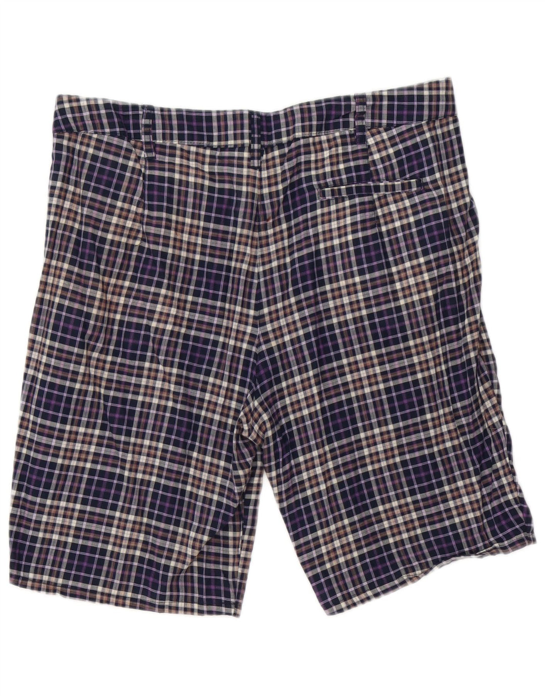 Zara Short Chino Homme Large W30 Bleu Marine à Carreaux Coton