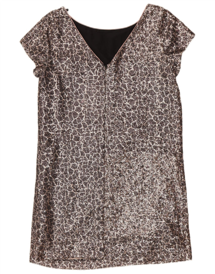 Next Robe droite à paillettes pour femme UK 42 Nylon argenté moyen
