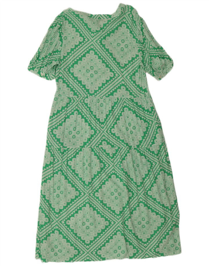 Marks & Spencer Robe trapèze régulière pour femme UK 12 Vert moyen géométrique