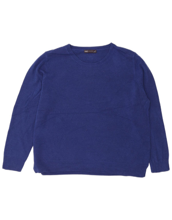 Marks & Spencer Pull col bateau pour femme UK 20 2XL Bleu Acrylique