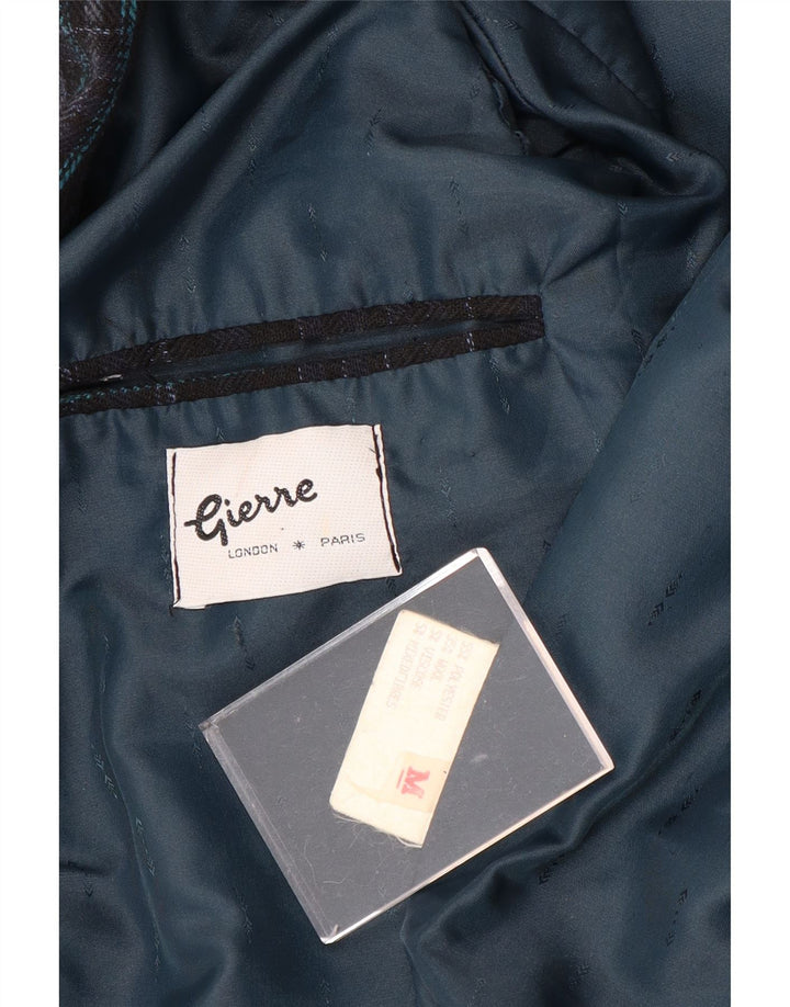 GIERRE Veste Blazer 1 Bouton Homme UK 38 Bleu Marine Moyen Géométrique