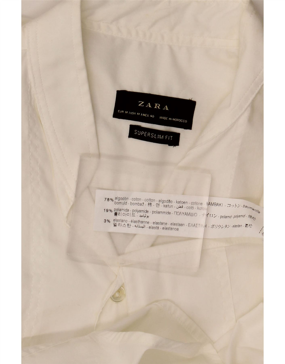 ZARA Chemise Super Slim Fit Homme Blanc Moyen Coton