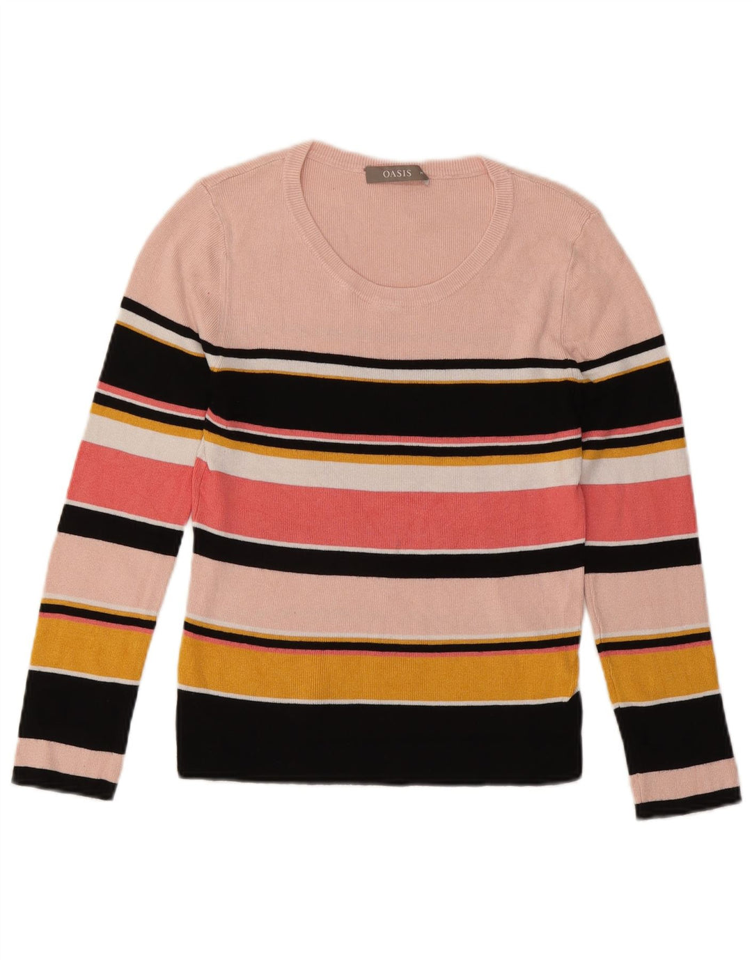 Oasis Haut à manches longues pour femme UK 42 en viscose rayée rose moyen