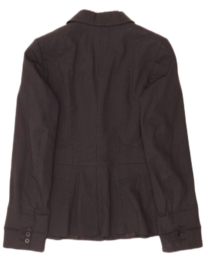 Reiss Veste blazer 1 bouton pour femme UK 8 Petite viscose noire à fines rayures