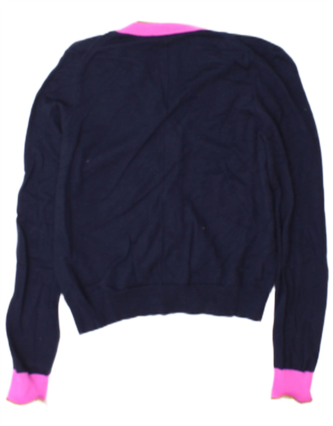 Jigsaw Cardigan Femme Pull UK 14 Moyen Bleu Marine Colorblock Laine