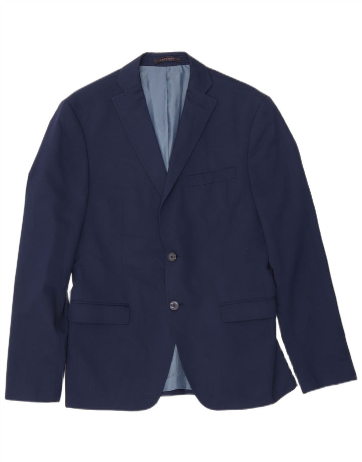ZARA Veste blazer à 2 boutons pour homme EU 50 Bleu marine moyen Viscose
