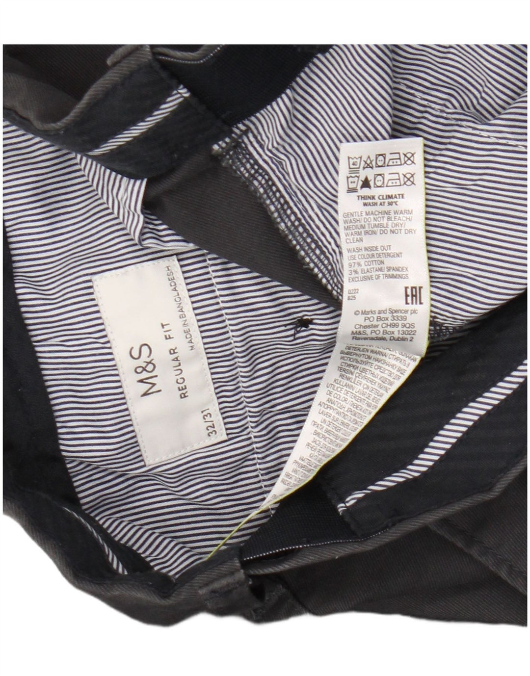 Marks & Spencer Pantalon chino droit coupe droite pour homme W32 L31 Gris