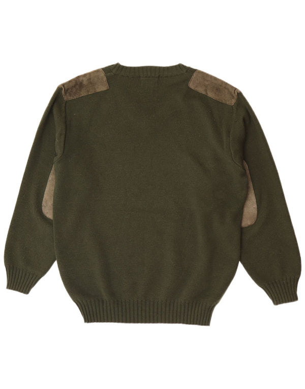 Country Mens Wear Pull à col en V EU 40 Laine colour block vert moyen