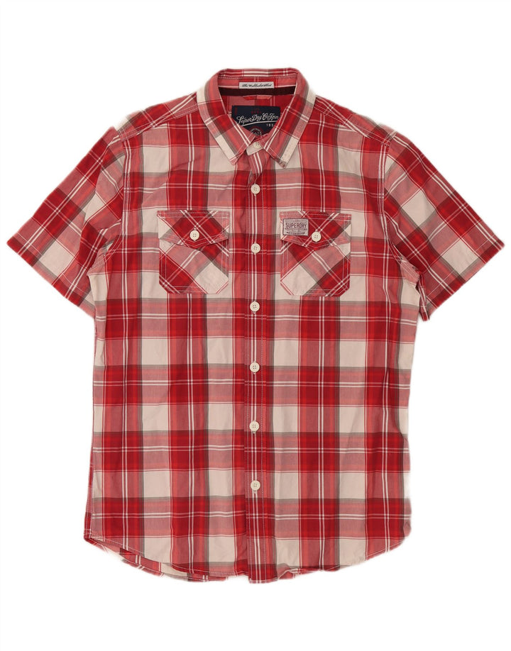 SUPERDRY Chemise à Manches Courtes Homme XL Rouge Carreaux Coton