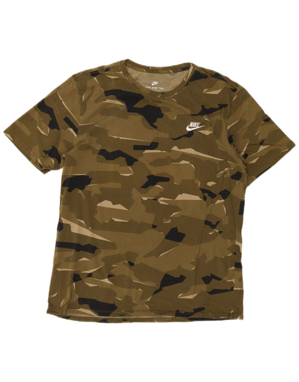 Nike Mens Athletic Cut T-Shirt Top Large Kaki Camouflage Coton