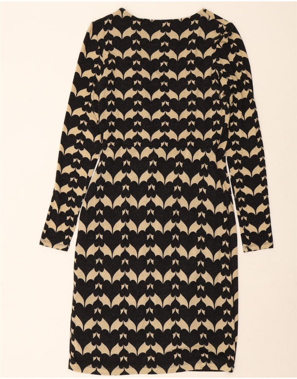 Phase Eight Womens Long Sleeve Sheath Dress UK 12 Medium Black Geometric