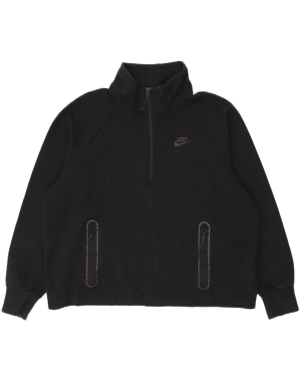 Nike Sweat-shirt surdimensionné à col zippé pour femme UK 18 XL Noir Coton