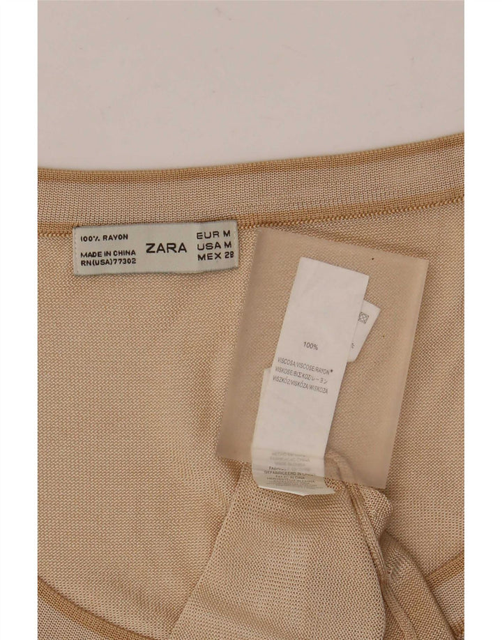 Zara Débardeur Femme UK 12 Viscose Beige Moyen