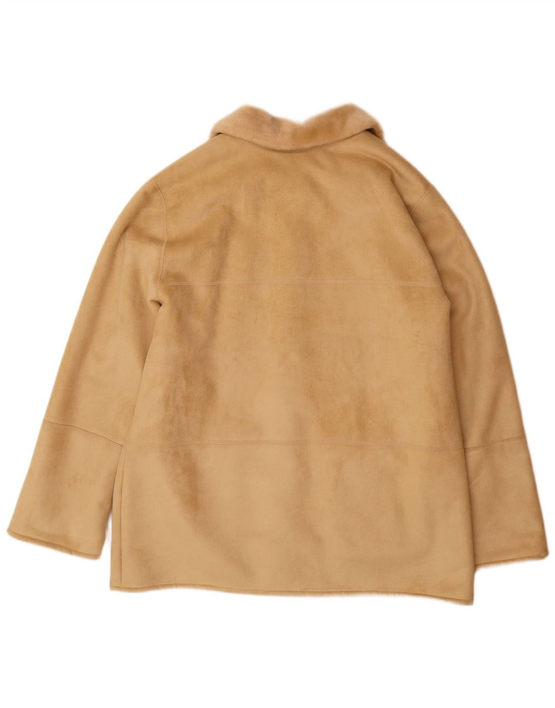 VINTAGE Veste Sherpa Femme EU 44 XL Acrylique Beige
