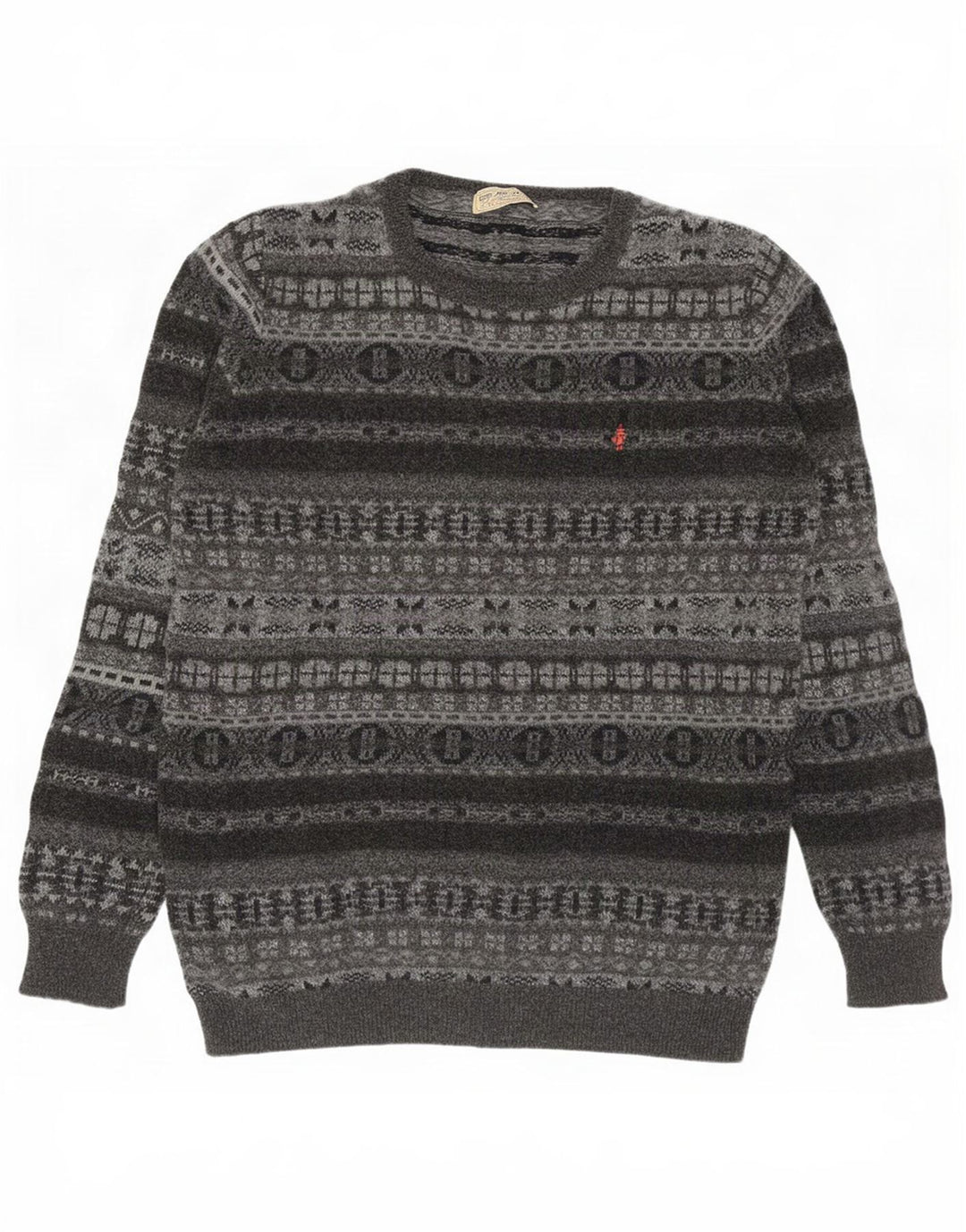Marlboro Classics Pull col rond pour homme 2XL Gris Fair Isle Laine