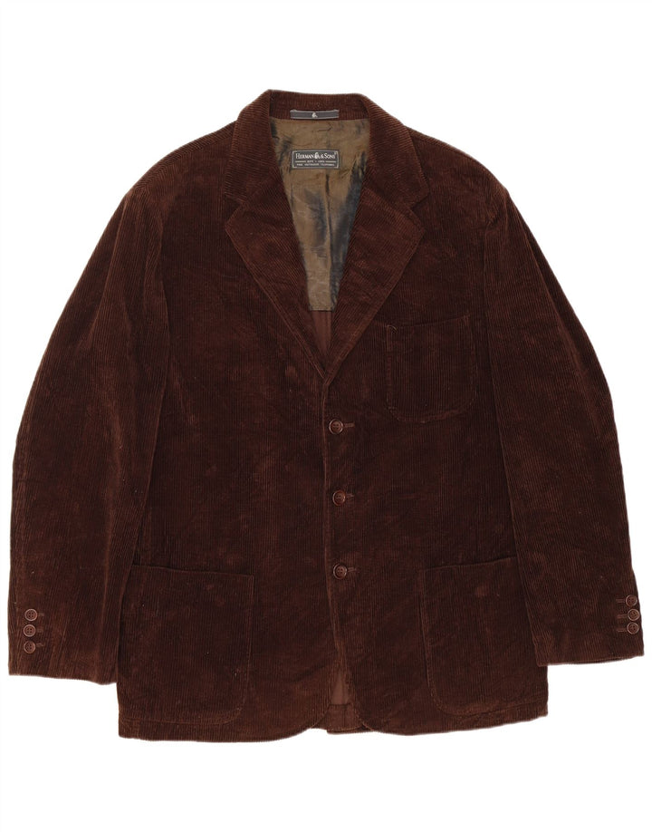 HERMAN & SONS Veste blazer en velours côtelé à 3 boutons pour homme IT 48 Marron moyen