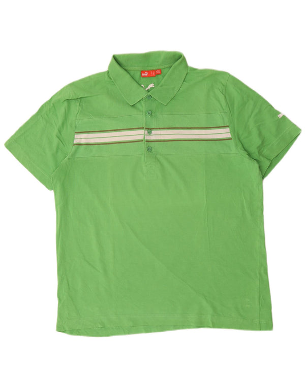 Puma Polo XL Homme Vert Rayé Coton