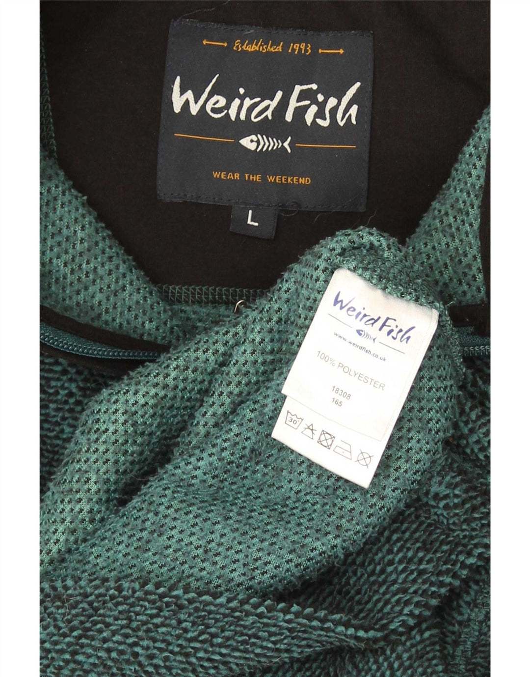 Weird Fish Veste polaire pour homme UK 40 Large Vert Polyester