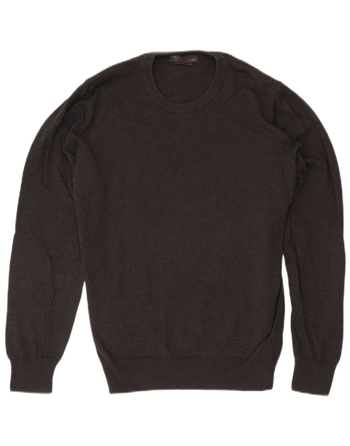 Marks & Spencer Pull à col rond pour homme en coton gris Taille L