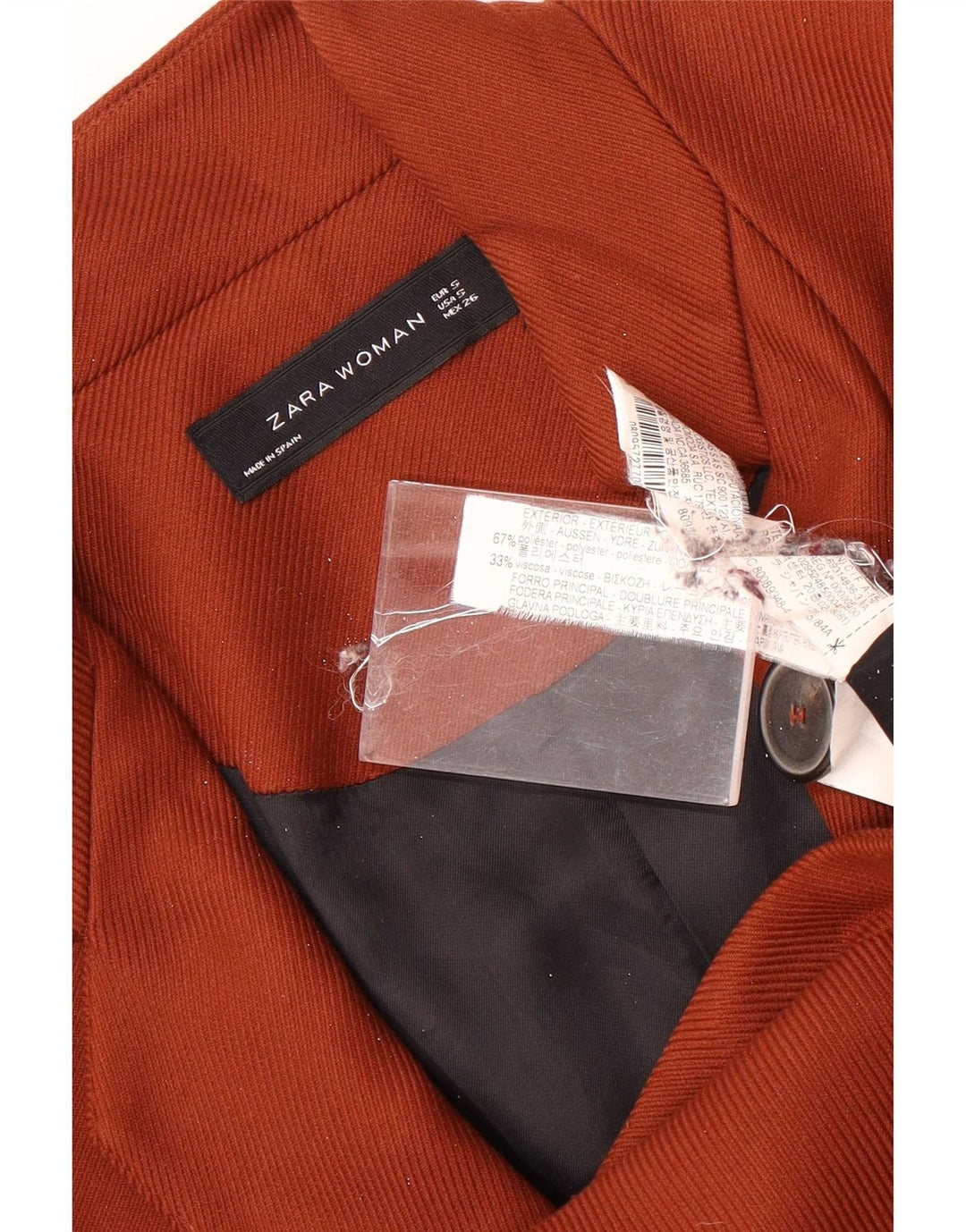 Zara Femme Pardessus UK 10 Petit Marron Polyester