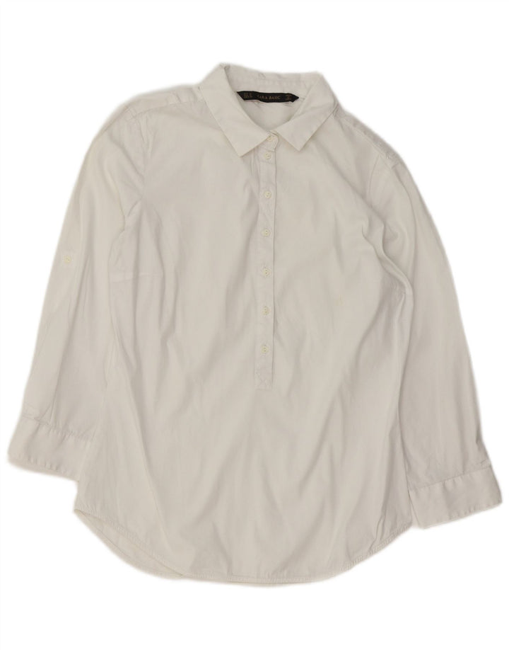 Zara Chemise pull à manches 3/4 pour femme UK 12 Blanc moyen