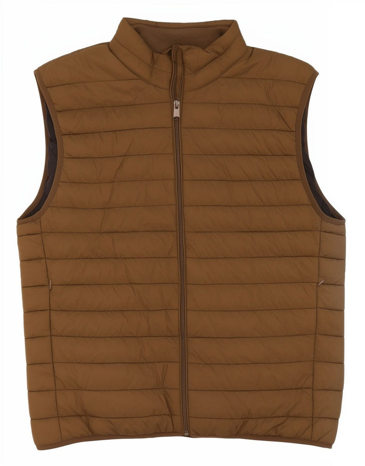 Zara Gilet rembourré pour homme UK 40 Large Kaki Polyester