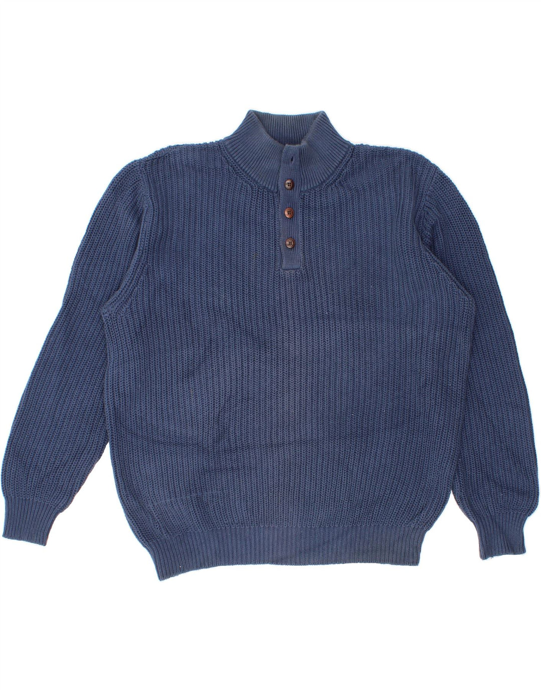 L.L.BEAN Pull col boutonné pour homme en coton bleu moyen