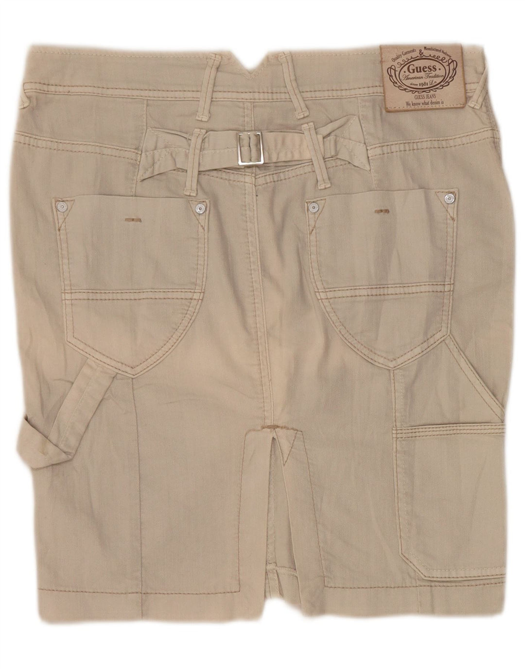 Guess Jupe Cargo En Denim Femme W28 Coton Beige Moyen