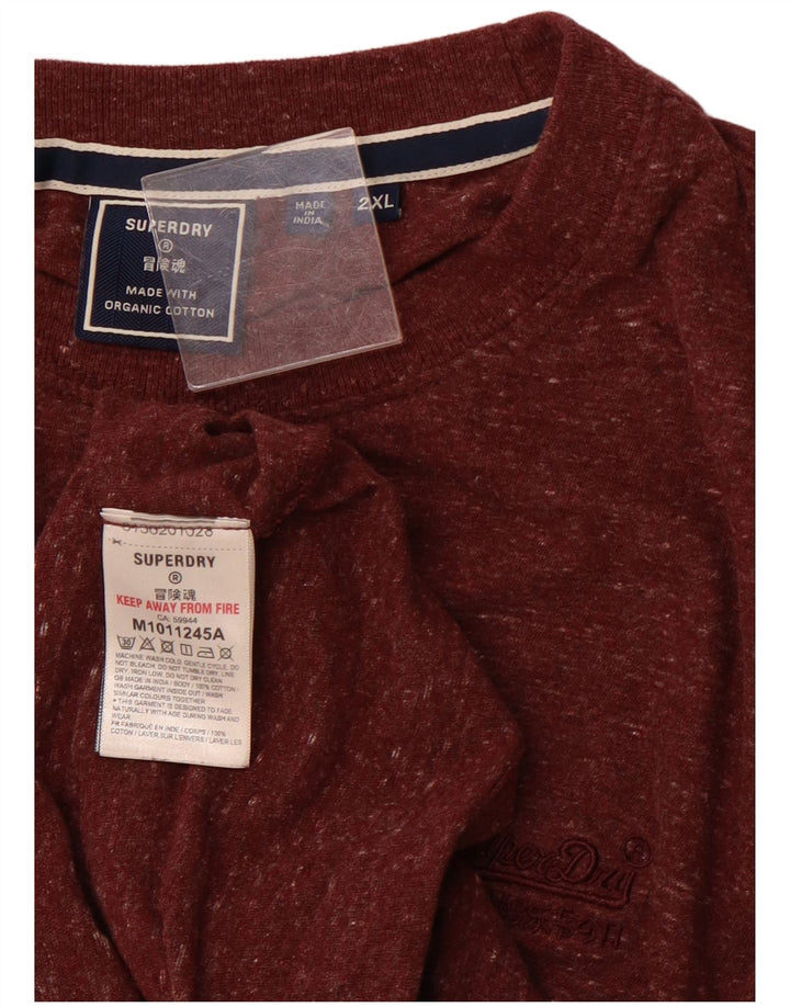 SUPERDRY T-Shirt Homme Top 2XL Coton Chiné Bordeaux