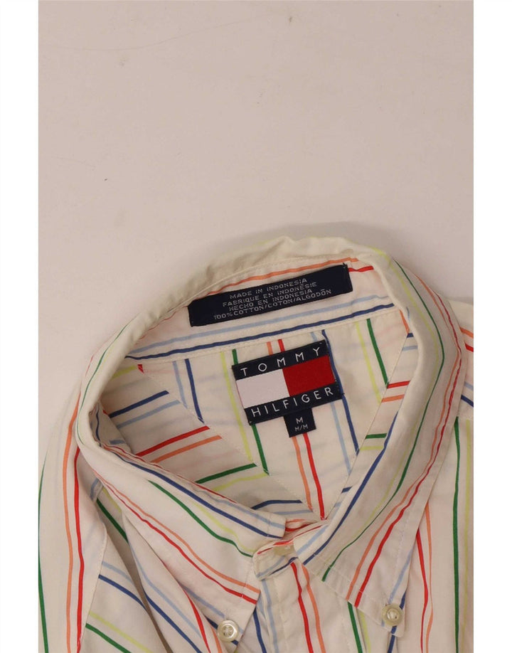 Tommy Hilfiger Chemise à manches courtes pour hommes, coupe régulière, rayé blanc moyen