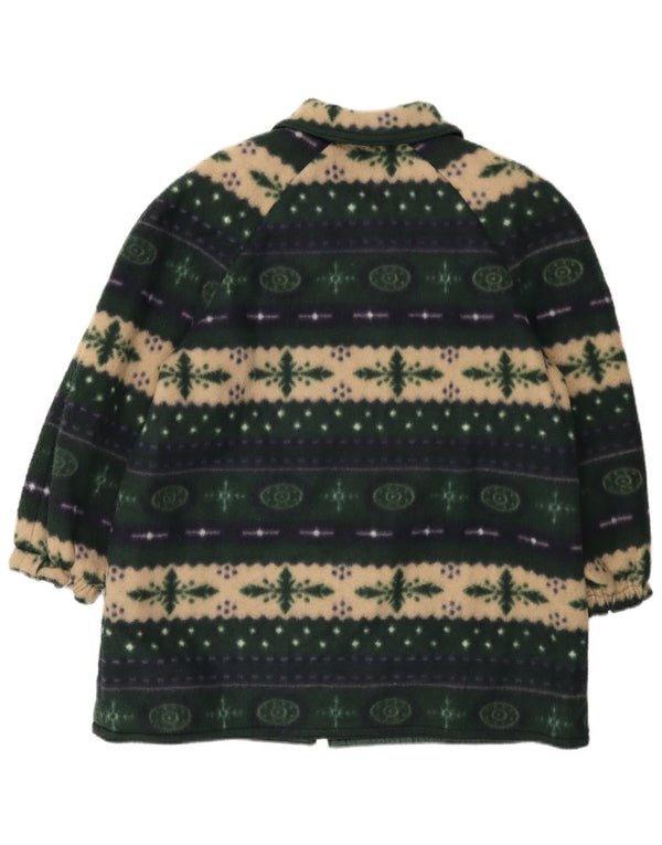 vintage Femme 3/4 Manches Polaire Veste UK 20 2XL Vert Fair Isle
