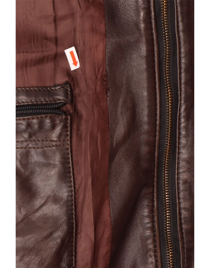 VINTAGE Veste en cuir homme UK 38 Marron moyen