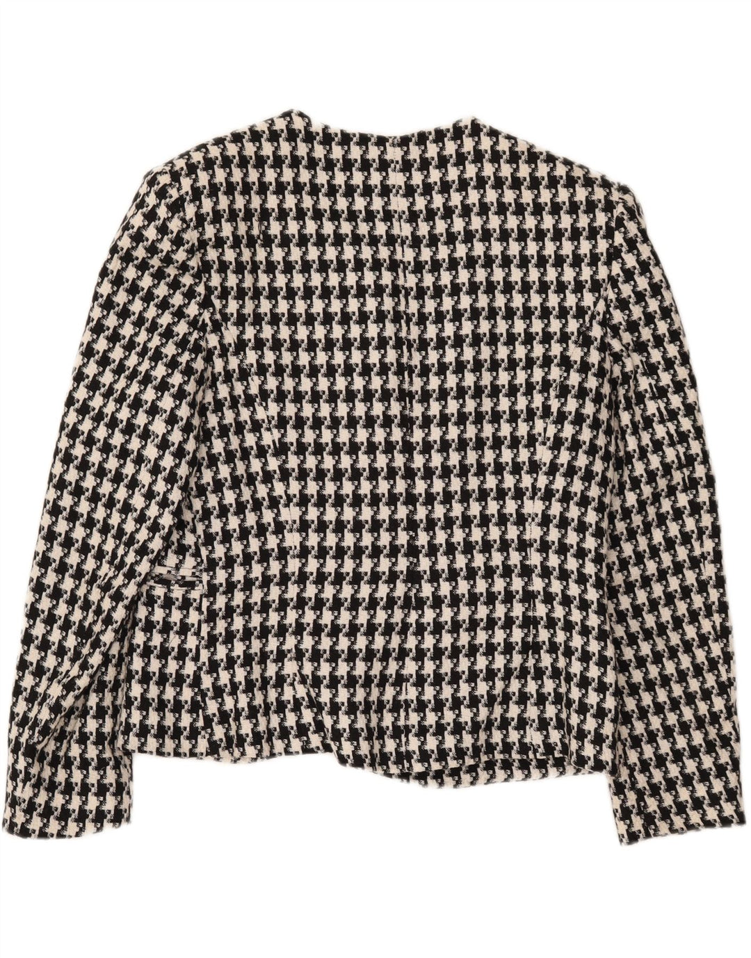 VINTAGE Womens 3 Button Blazer Jacket IT 48 XL Black Houndstooth Wool Vintage Vintage and Second-Hand Vintage from Messina Hembry 