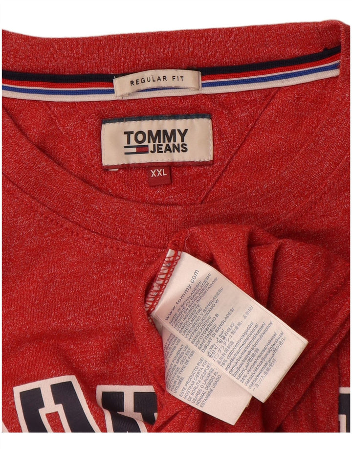 Tommy Hilfiger Haut graphique à manches longues pour homme Coupe régulière 2XL Rouge moucheté