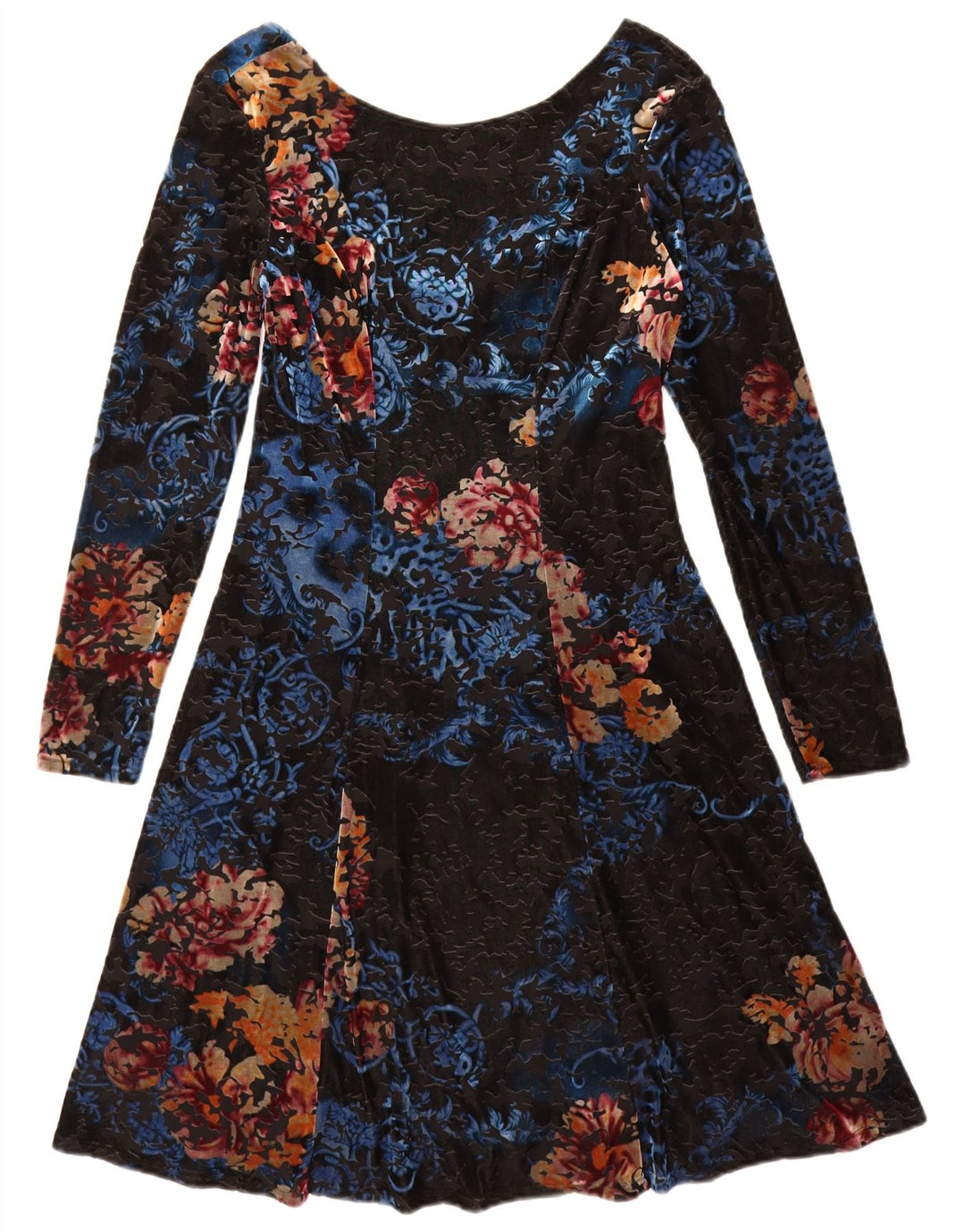Monsoon Robe trapèze à manches longues pour femme UK 42 en polyester floral noir moyen