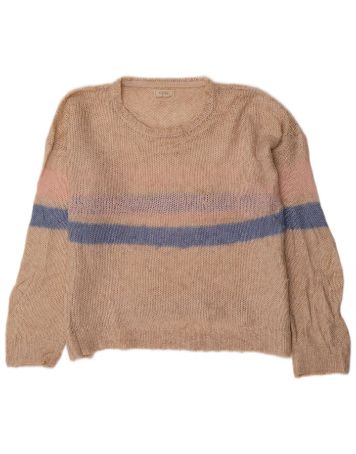 FAT FACE Pull col bateau pour femme UK 12 Beige moyen rayé