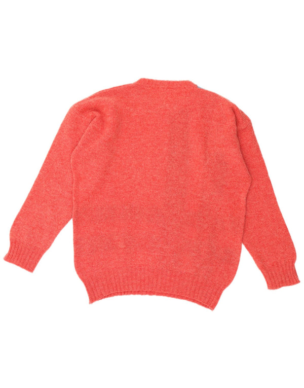 vintage Mens Crew Neck Jumper Pull Grand Colorblock Rouge