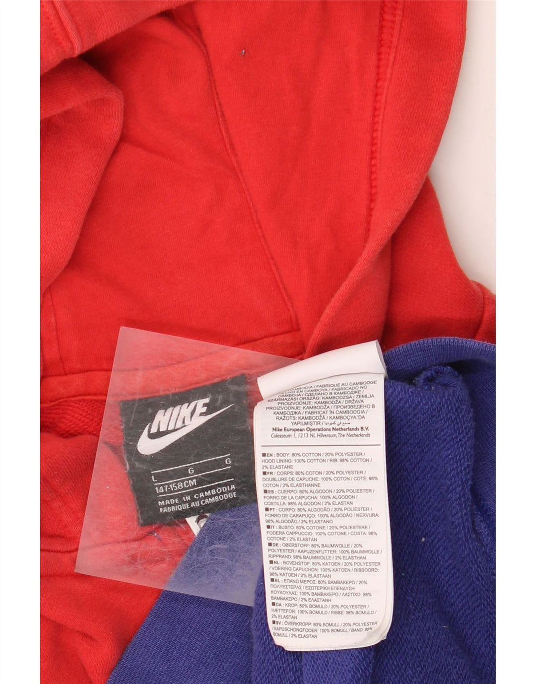 NIKE Pull à capuche zippé graphique pour garçon 12-13 ans Grand color block rouge