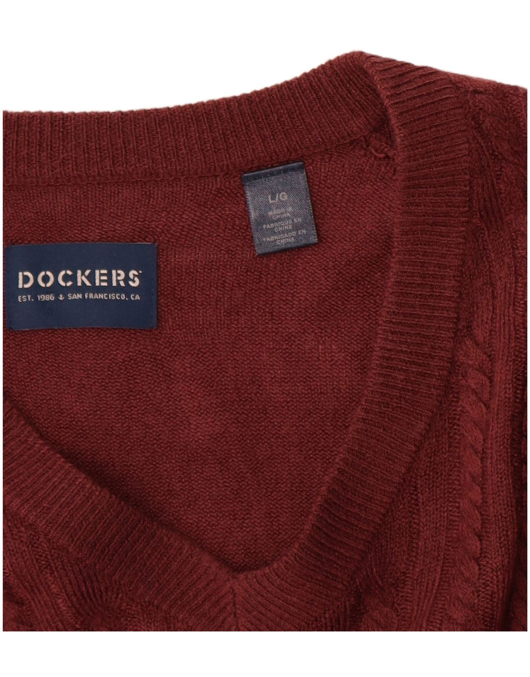 Dockers Pull col V pour homme en acrylique marron Taille L