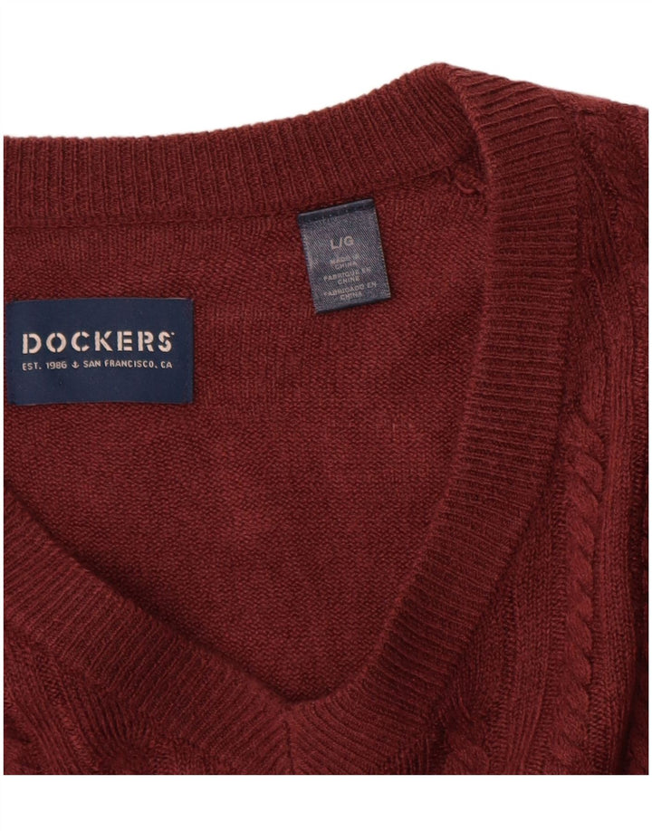 Dockers Pull col V pour homme en acrylique marron Taille L